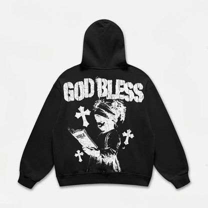 God Bless Children's Prayer Graphic Print Hoodies