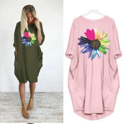 Women's Loose  Long Sleeved Summer Plus Size Dress Autumn  Winter  Joke T-shirt Summer O Neck Short Sleeve Graphic T Shirts