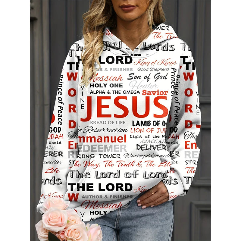 Jesus Letter 3D Print Hoodies Women Hooded Sweatshirts