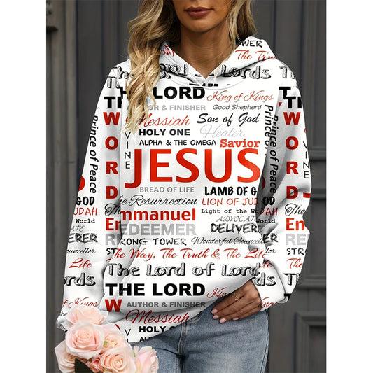 Jesus Letter 3D Print Hoodies Women Hooded Sweatshirts